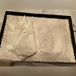 Kultura Sinamay Philippines Embroidered Set 6 Placemats,Napkins,Coasters,Rings